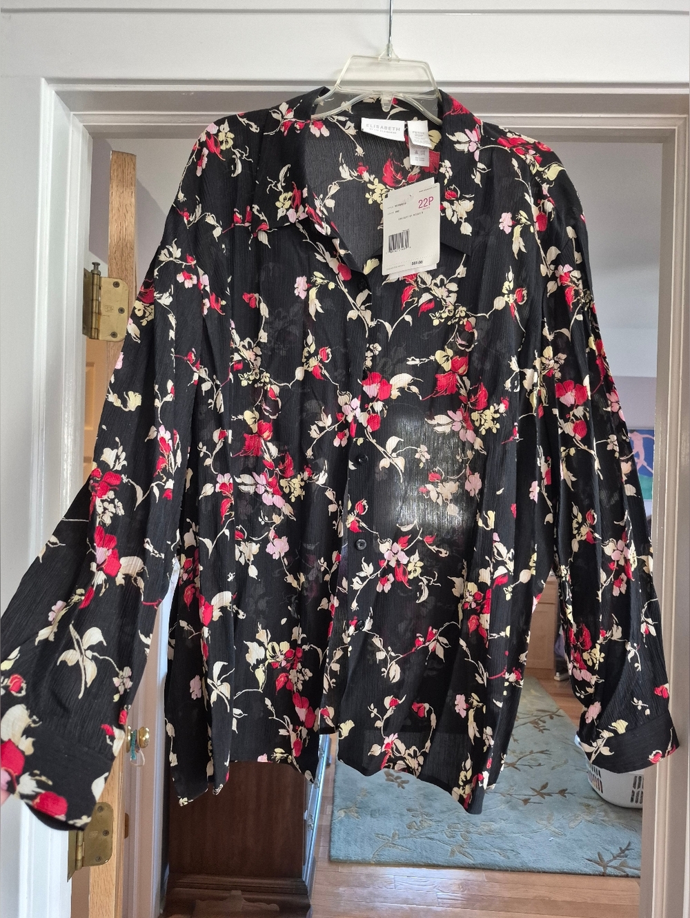 Elisabeth By Liz Claiborne Silk Floral Blouse - Picture 4 of 6